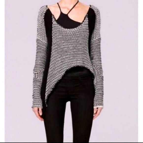 Helmut Lang Asymmetrical Black and White Crochet Sweater Women's Size XS - Picture 1 of 12
